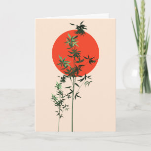 Carte Bambou et soleil rouge