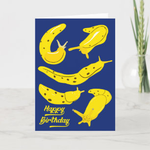 Carte Banana Slugs Jaune et Royal Blue Anniversaire
