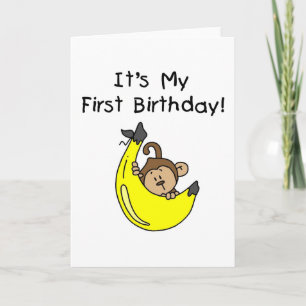 Carte Banane - Petit Singe 1er Anniversaire