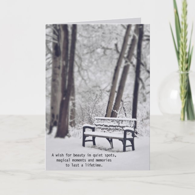 Carte Banc D'Anniversaire En Bois D'Hiver (Devant)