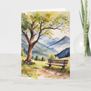 Carte Banc d'aquarelle et Sympathie des montagnes