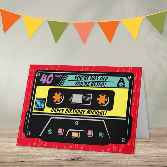 Carte Bande audio Retro N'importe quel âge Anniversaire (Créateur téléchargé)