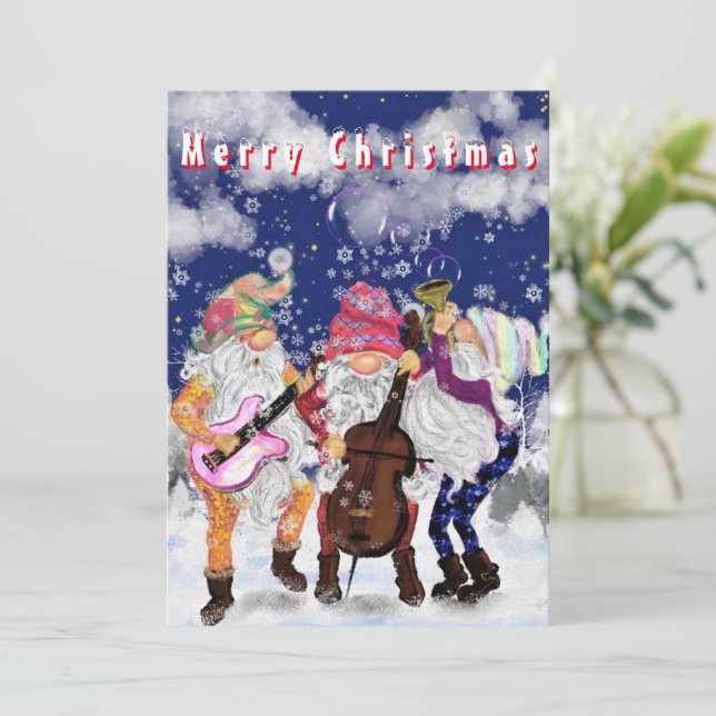 Carte Bande de Noël - Happy Song - Amusant - Dessin (Debout devant)