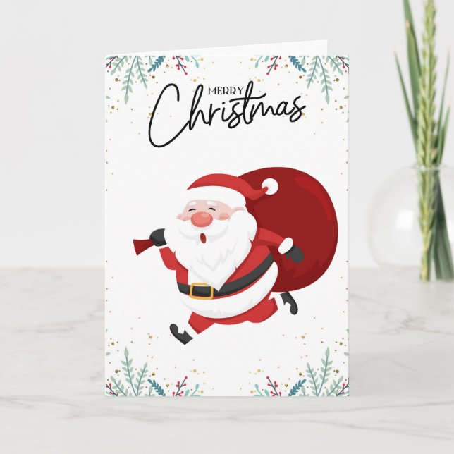 Carte Bande dessinée amusante moderne Joyeux Noël Festif (Devant)