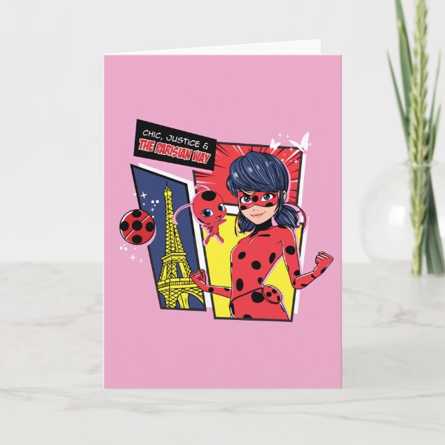Carte Bande dessinée Miraculaire Ladybug Parisienne (Devant)