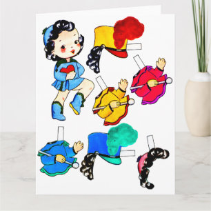 Carte Bande scolaire Papier de fille Poupée Couper l'acc