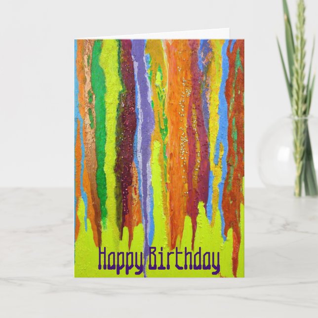 Carte Bandes arc-en-ciel d'art Abstrait Peinture d'anniv (Devant)