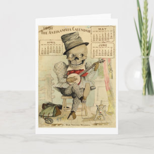 Carte Banjo vintage jouant le squelette