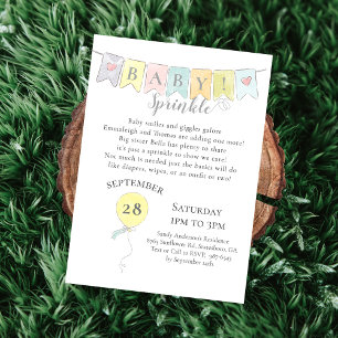 Carte Bannière baby shower Sprinking Ballons & Ours