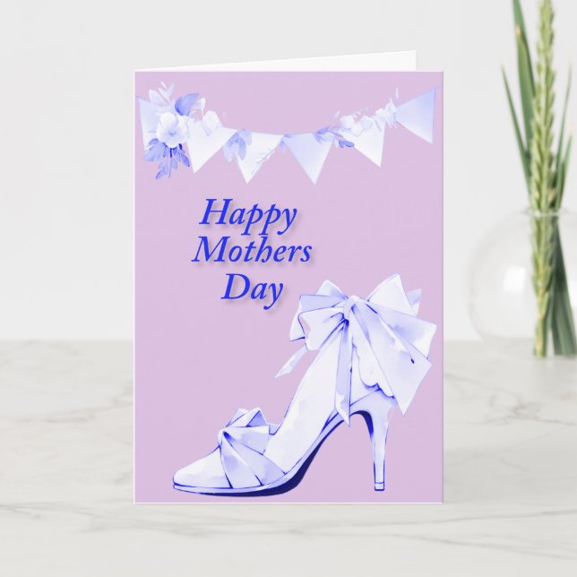 Carte Bannière et chaussure en rose et bleu (Devant)