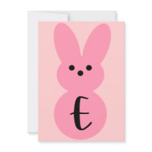 Carte Bannière Pâques Bunny Forme "E" Rose
