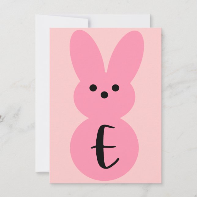 Carte Bannière Pâques Bunny Forme "E" Rose (Devant)