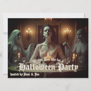 Carte Banquet gothique d'Halloween à la lueur des bougie