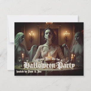 Carte Banquet gothique d'Halloween à la lumière des boug