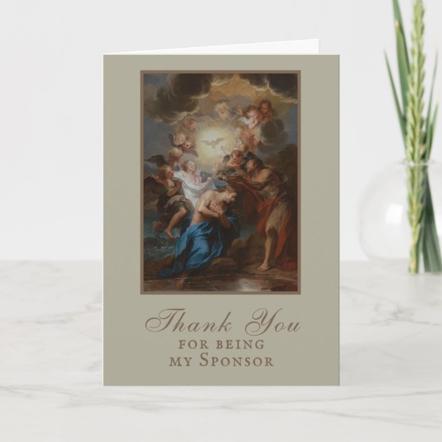 Carte Baptême adulte Commanditaire Godparent Merci (Devant)