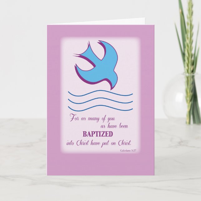 Carte Baptême adulte sur rose (Devant)
