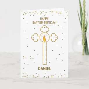 Carte Baptême Anniversaire Nom personnalisé Gold Look Cr