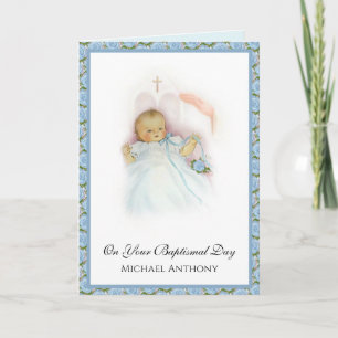 Carte Baptême Bébé Garçon Christening Religieux