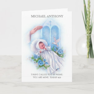 Carte Baptême Christening Scriptural Baby Boy