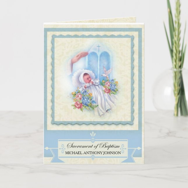 Carte Baptême de bébé catholique religieux (Devant)