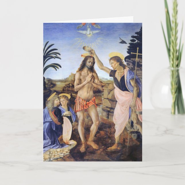 Carte Baptême du Christ par Verrocchio, Léonard de Vinci (Devant)