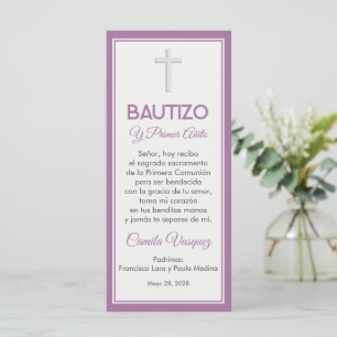 Carte Baptême et premier anniversaire marque-page minima