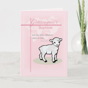Carte Baptême, Rose, Godgirl, Agneau