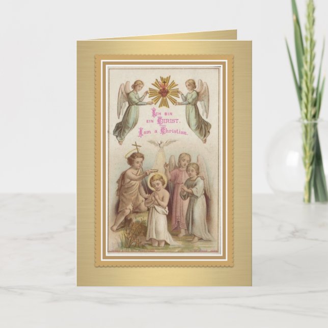 Carte Baptême w/Jesus, Jean-Baptist, anges de la (Devant)