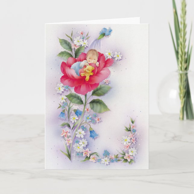 Carte Baptism baby girl (Devant)