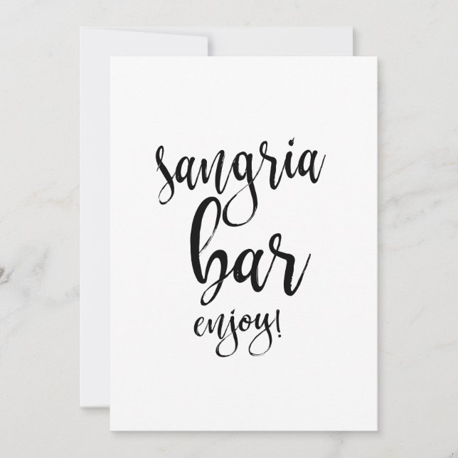 Carte Bar à Sangria Panneau de Mariage Calligraphié Pas  (Devant)