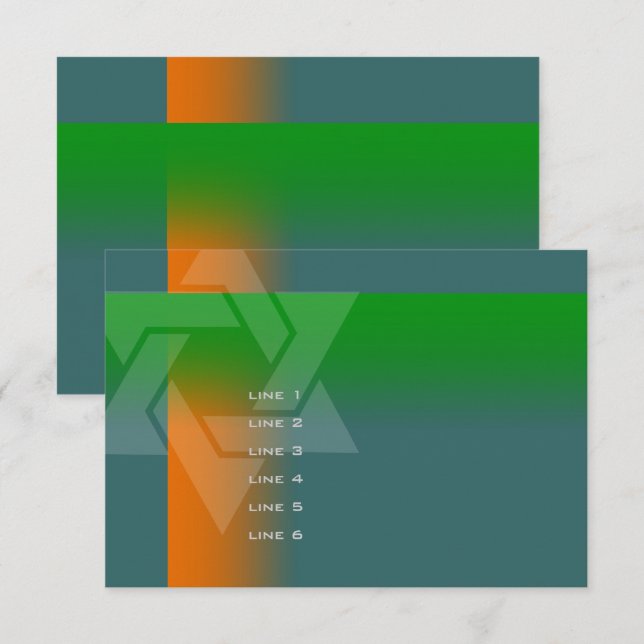 Carte Bar Mitzvah orange et vert sur n'importe quelle co (Devant / Derrière)