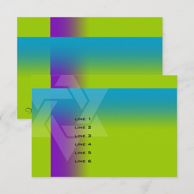 Carte Bar Mitzvah violet et turquoise sur n'importe quel (Devant / Derrière)