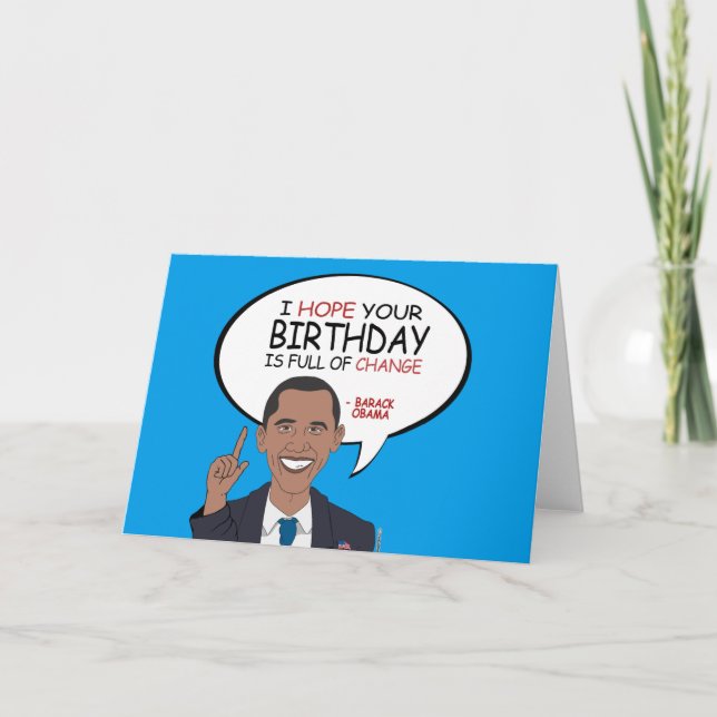 Carte Barack Obama salue - Joyeux anniversaire (Devant)