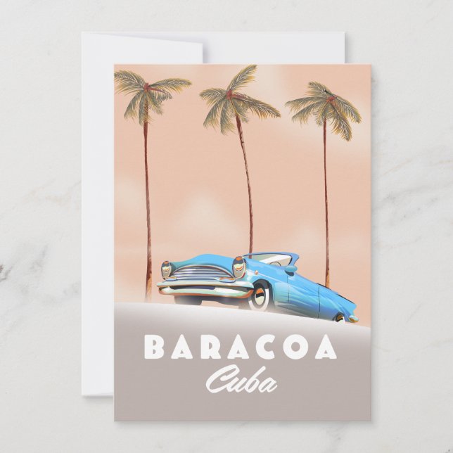 Carte Baracoa Cuba Antique voiture (Devant)