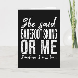 Carte Barefoot Ski drôle idée cadeau