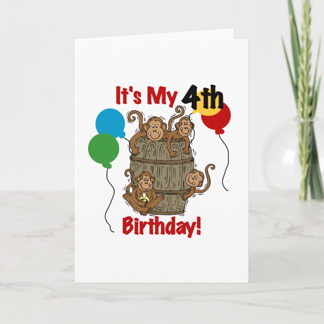 Carte Baril des singes 4e anniversaire (Devant)