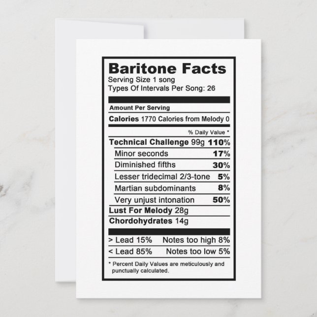 Carte Baritone "Étiquette d'information nutritionnelle" (Devant)