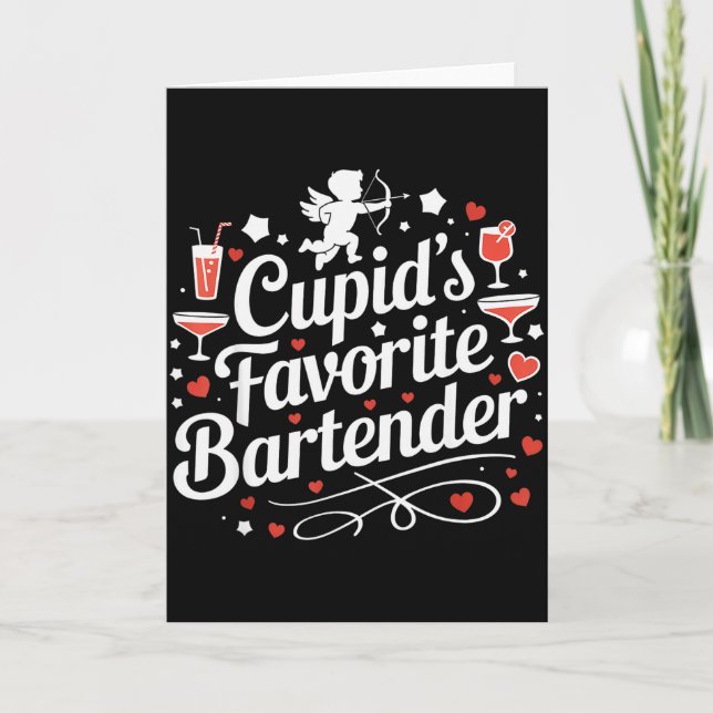 Carte Barman préféré de Cupidon Boisson drôle de la Sain (Devant)