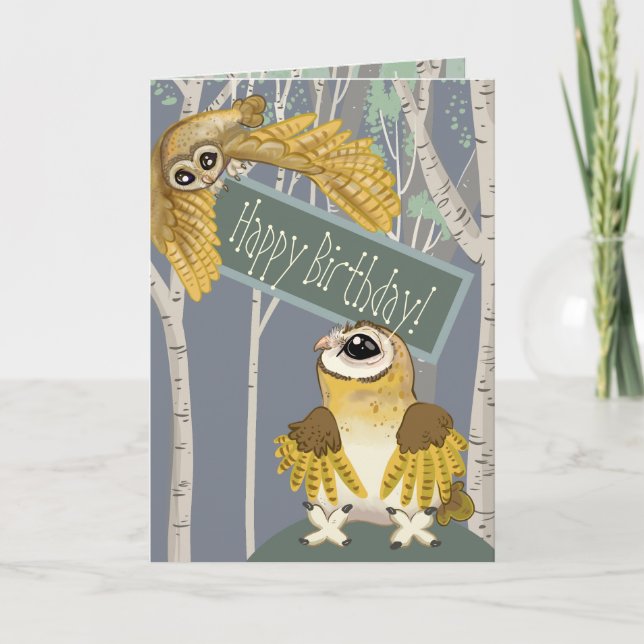 Carte Barn Owl Joyeux Anniversaire ! (Devant)