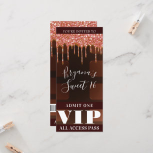 Carte Barre de chocolat à paillettes roses VIP pour fête