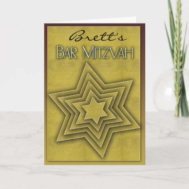 Carte Barre d'or Mitzvah/étoile de David (Devant)