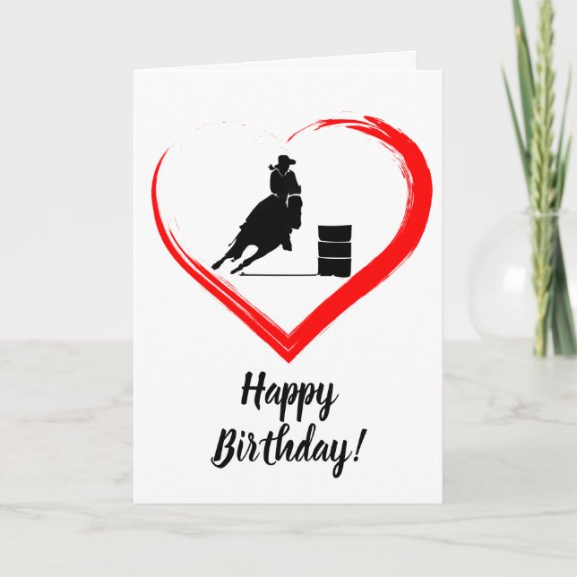 Carte Barrel Racing Horse et Red Heart Joyeux Anniversai (Devant)