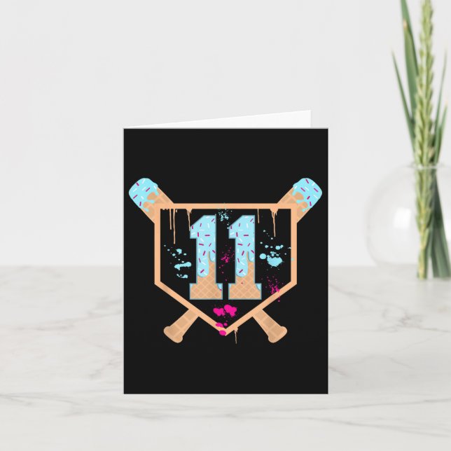 Carte Baseball 11 ans Glace Cream Drip 11e anniversaire (Devant)