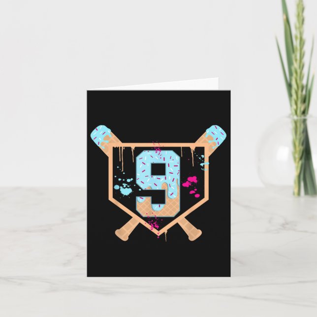 Carte Baseball 9 année Old Ice Cream Driam 9th Birthday  (Devant)