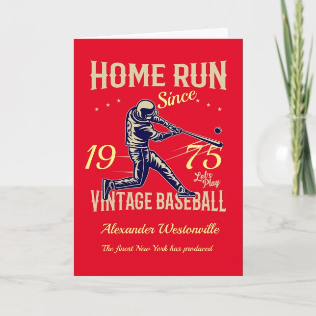 Carte Baseball Ajouter Votre Nom Année Message Rouge Ann (Devant)