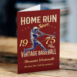 Carte Baseball Ajouter Votre Nom Année Sombre Rouge Fun 