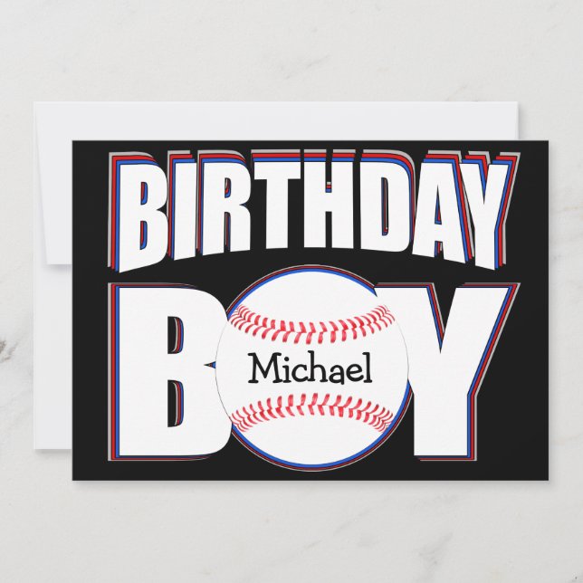 Carte Baseball Anniversaire Garçon Custom Baseball Nom d (Devant)