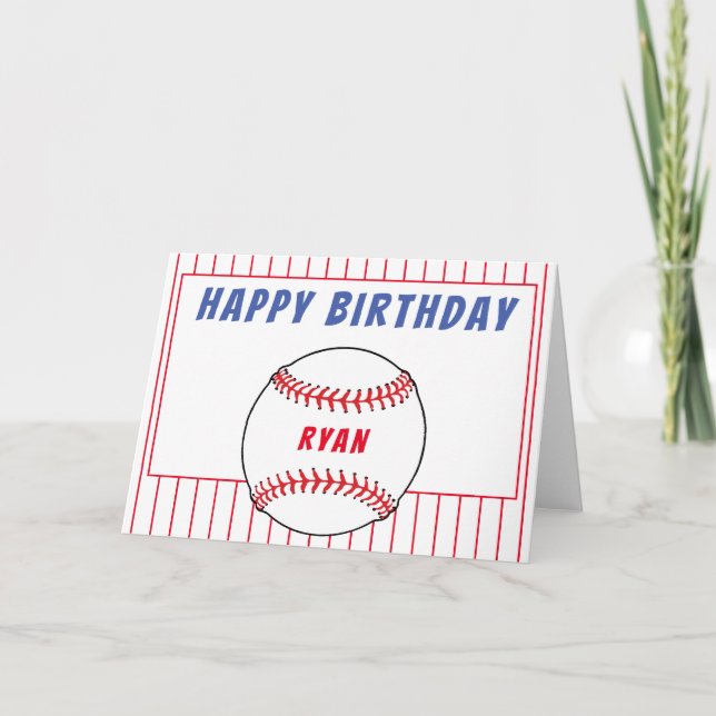 Carte Baseball Anniversaire Personnalisé Enfants (Devant)