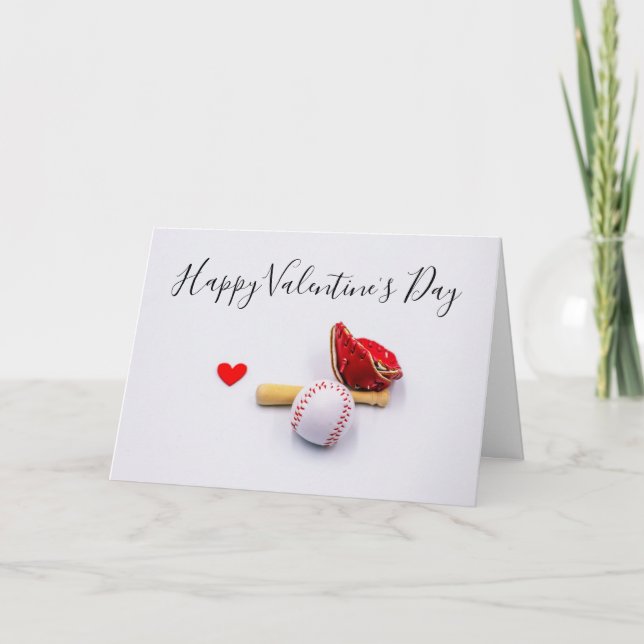 Carte Baseball au coeur rouge Je t'aime la Saint Valenti (Devant)