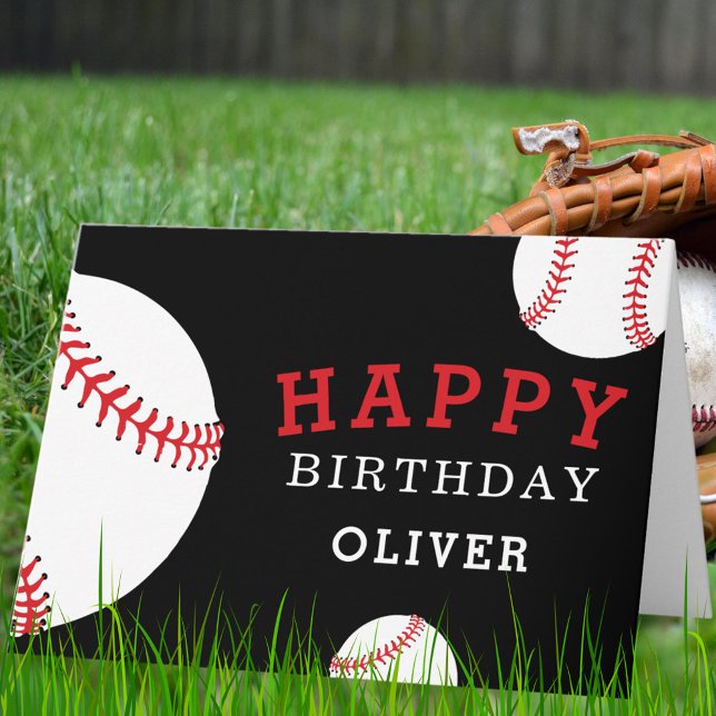 Carte Baseball Balls Sports Black Joyeux Enfants d'Anniv (Créateur téléchargé)